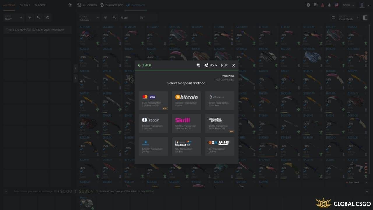 dmarket deposit withdraw methods
