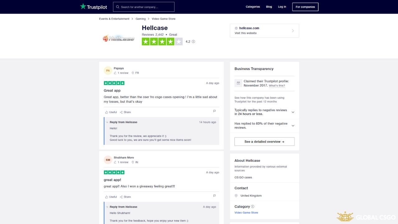 is hellcase legit trustpilot