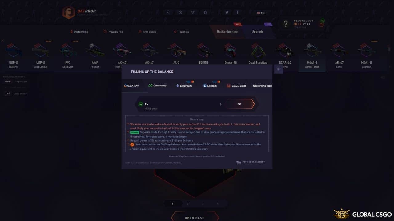 metody płatności na datdrop