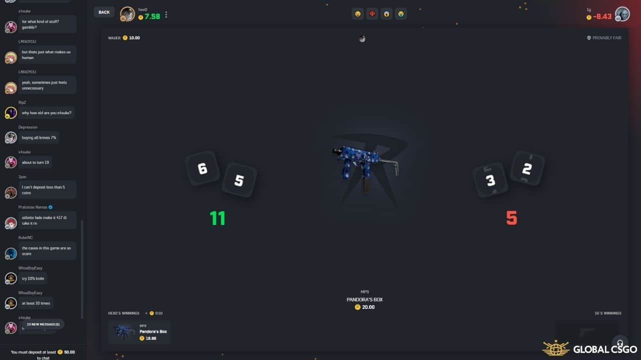pvp dice duel na csgoroll