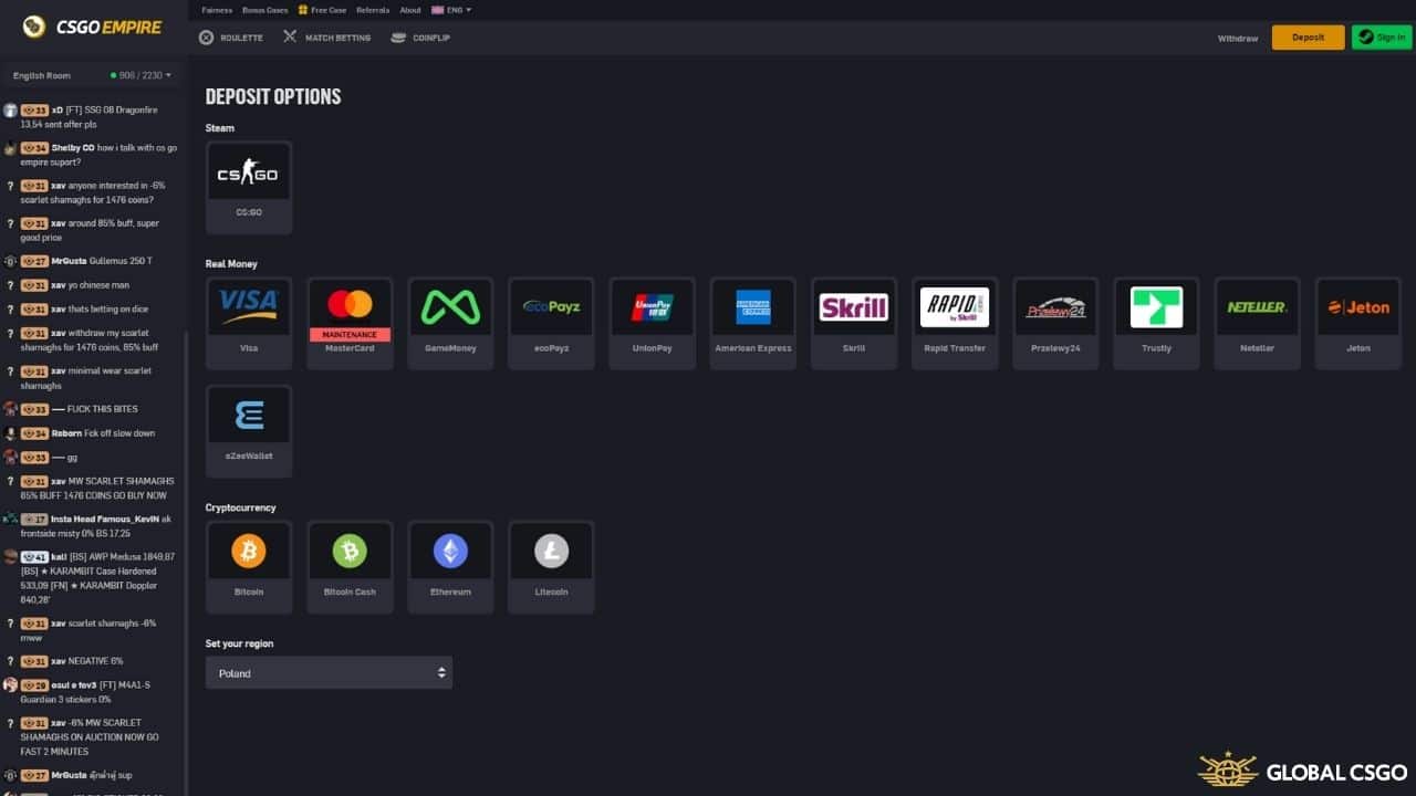 csgoempire deposit methods