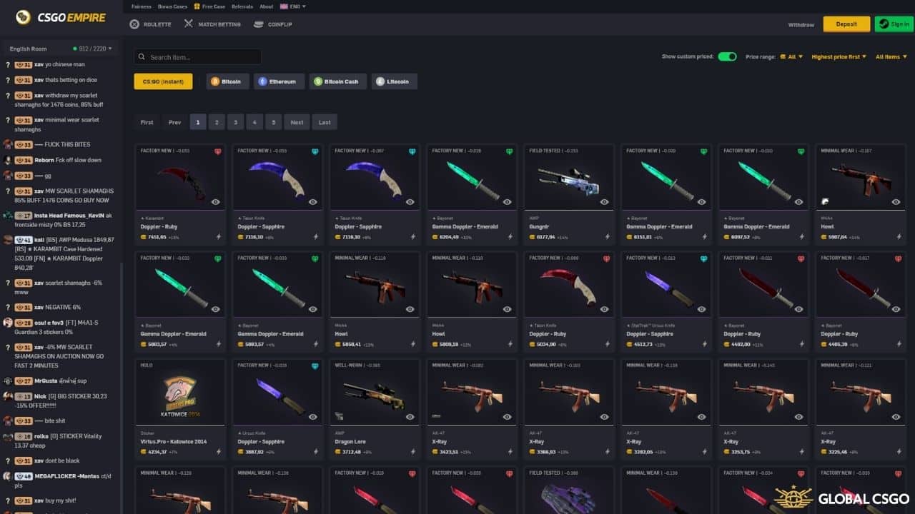 csgoempire withdraw options