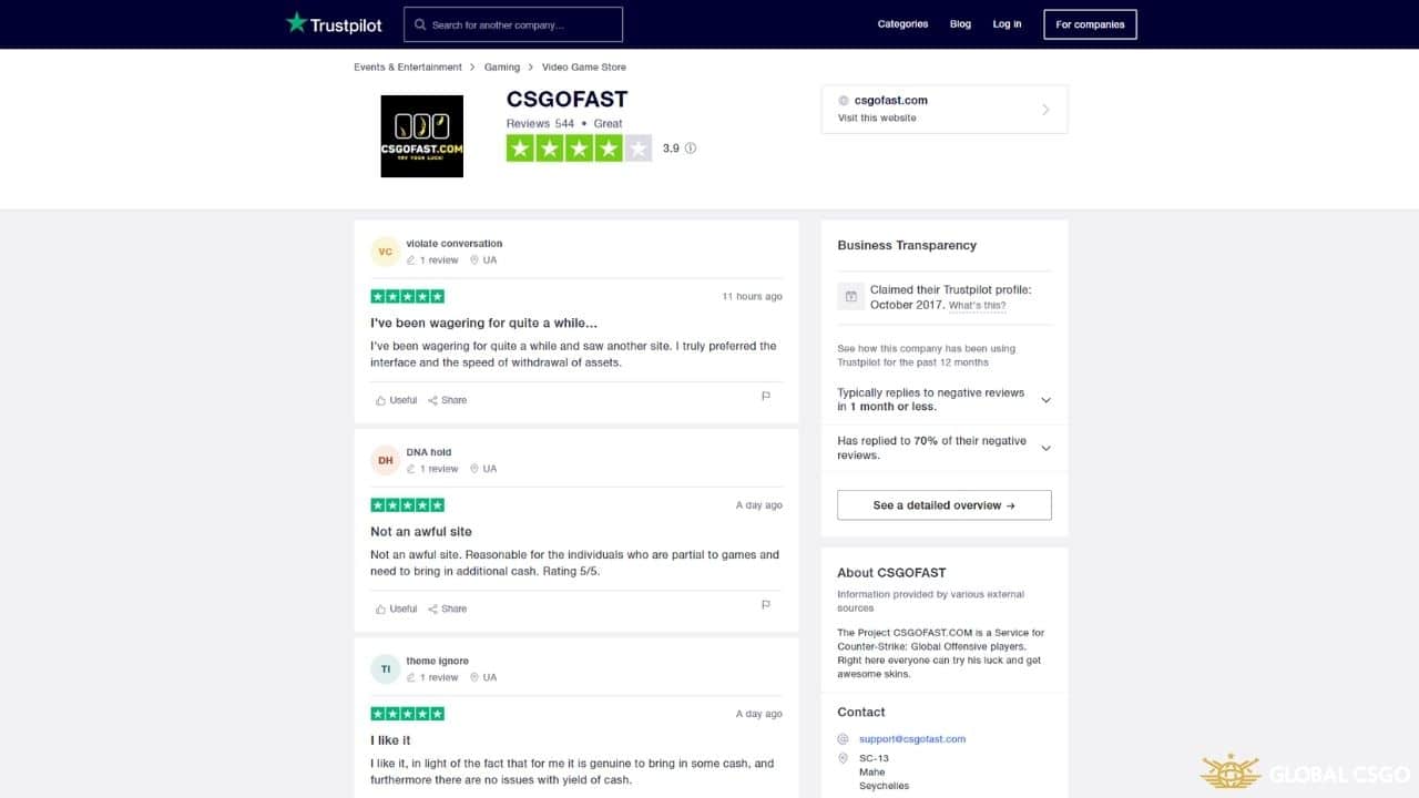 is csgofast legit trustpilot