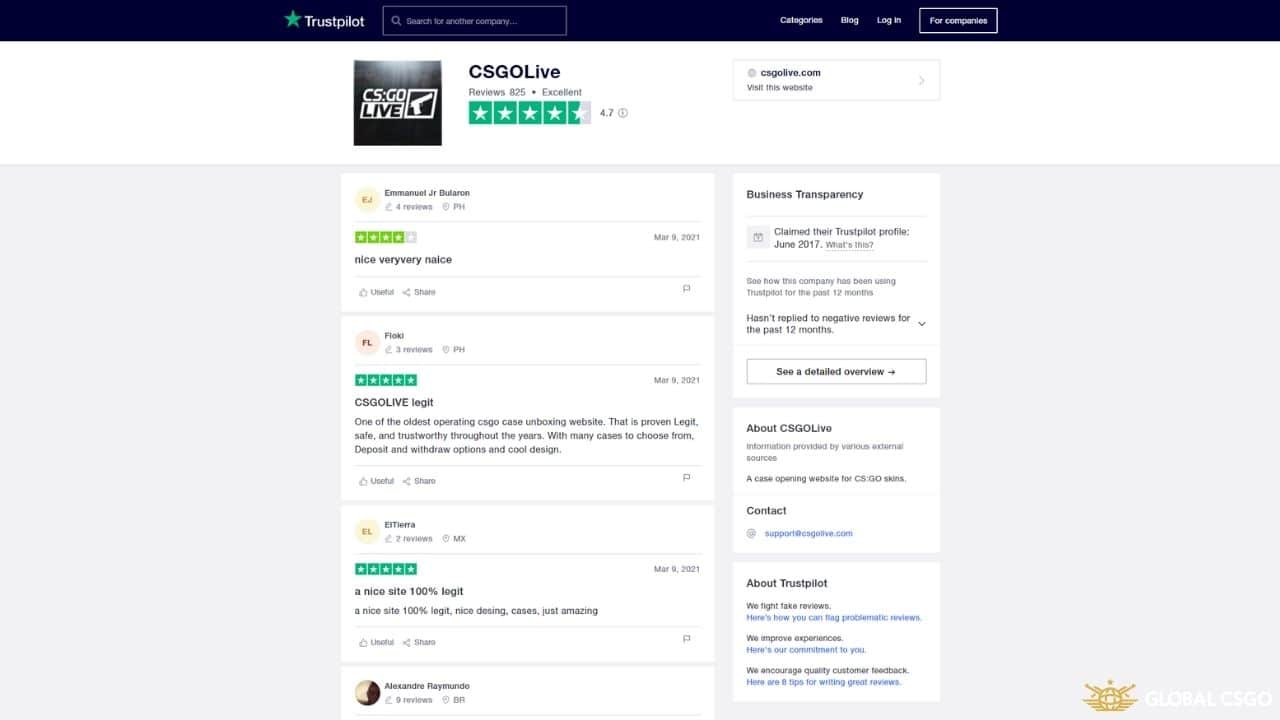 is csgolive legit trustpilot