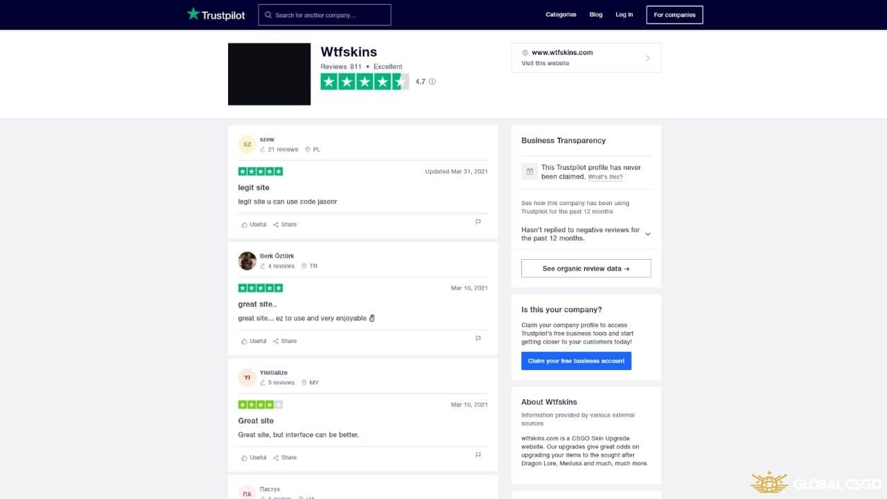is wtfskins legit trustpilot