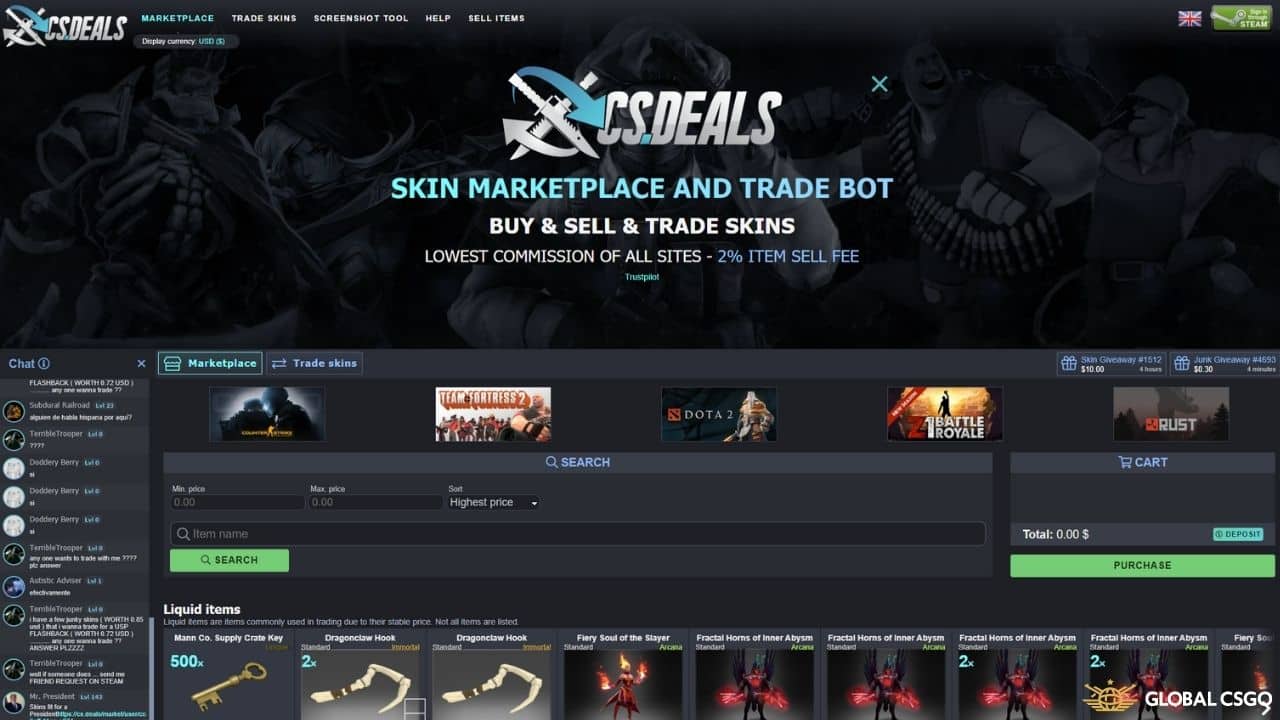 csdeals csgo skin trading website