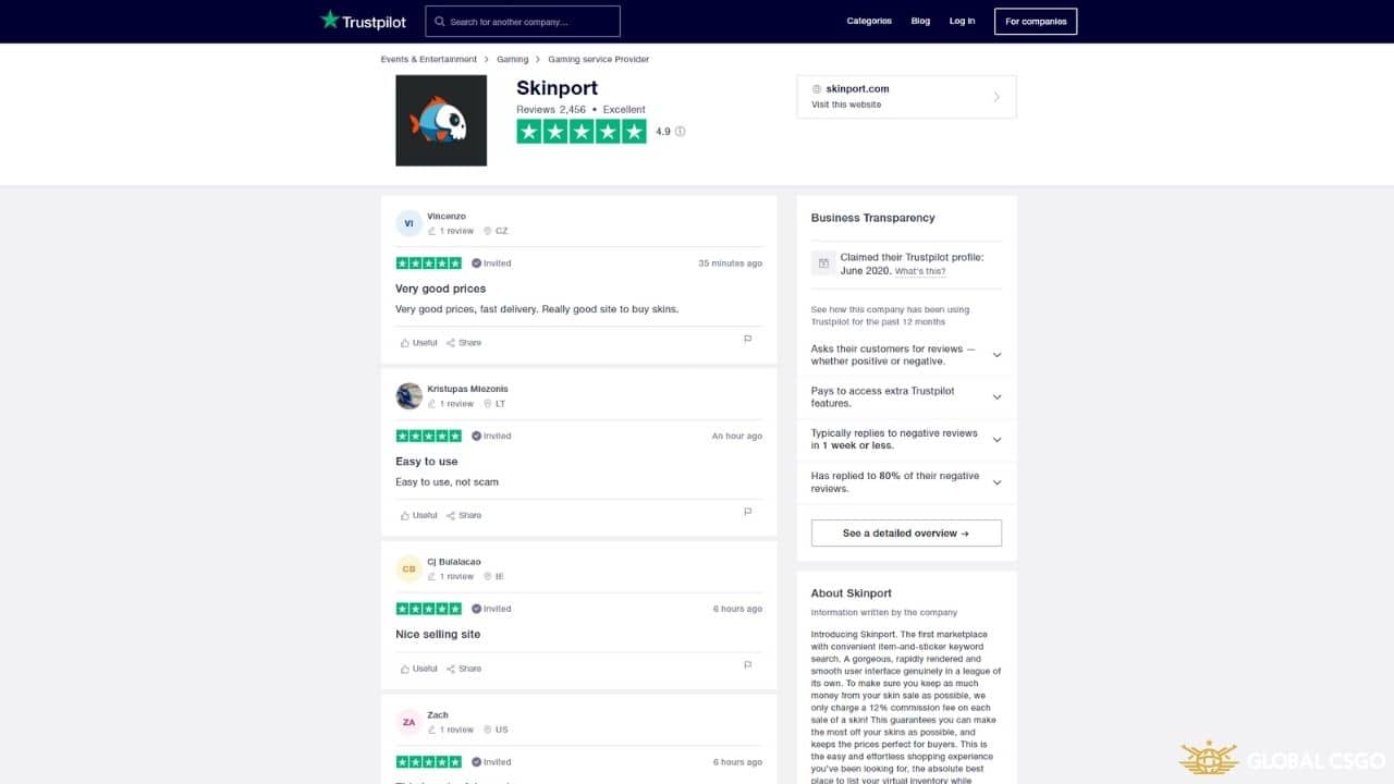 is skinport legit trustpilot